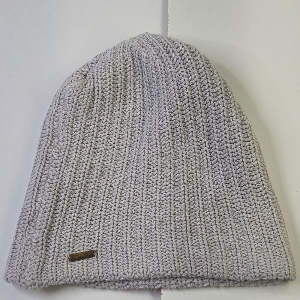 Free People Hat Beanie Womens One Size Heather Gray Clean Slate Knit Slouchy